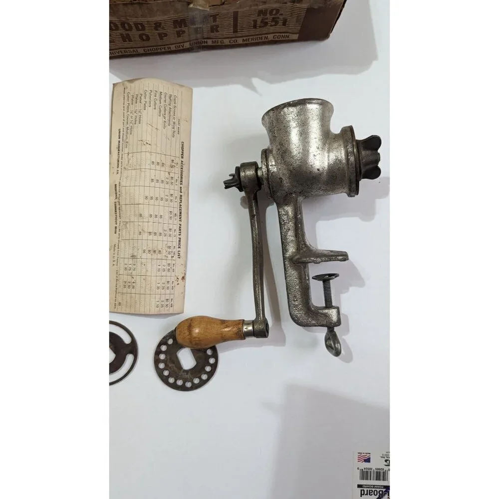 Vintage‎ Climax 51 Food Meat Chopper Universal Union Mfg Co No 1551 Box Manual